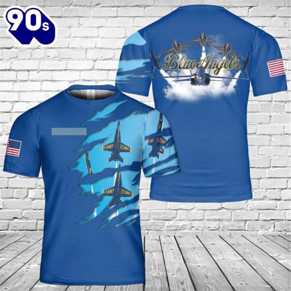 Custom Name US Navy Blue Angels 3D T-shirt