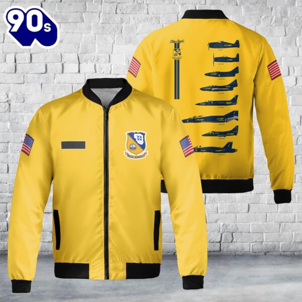 Custom Name US Navy Blue Angels History AOP Fleece Bomber Jacket