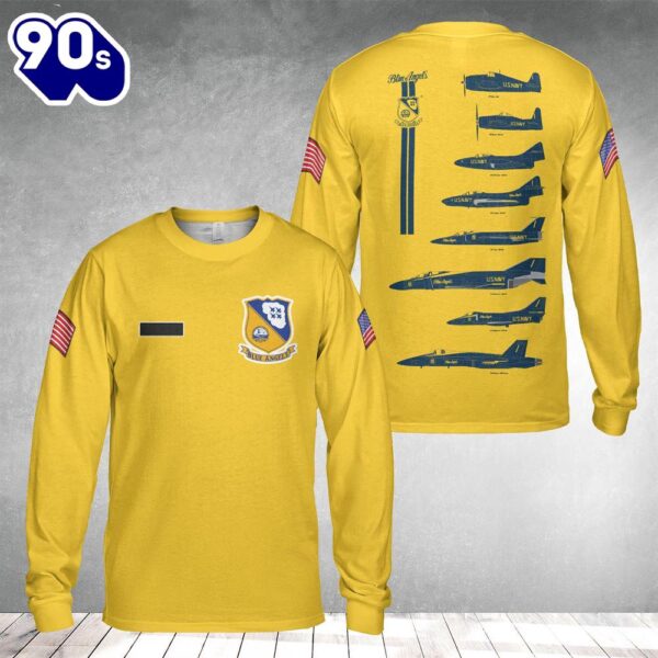 Custom Name US Navy Blue Angels History Long Sleeve Shirt