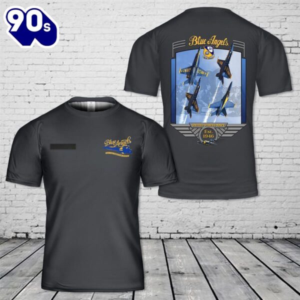 Custom Name US Navy Blue Angels T-Shirt 3D 1