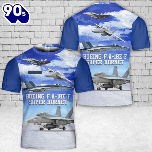 Custom Name US Navy Boeing FA-18EF Super Hornet T-Shirt 3D