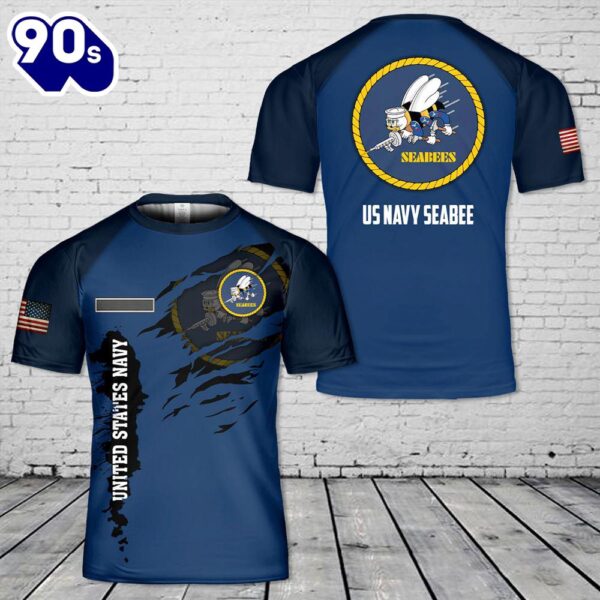 Custom Name US Navy Seabee  T-Shirt 3D