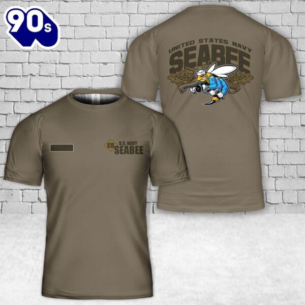 Custom Name US Navy SEABEES Naval Construction Force (NCF) T-Shirt 3D