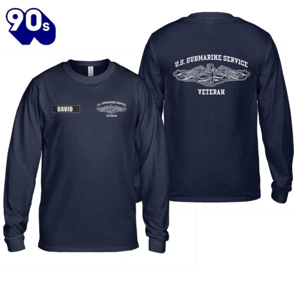 Custom Name U.S. Submarine Service Veteran AOP Long Sleeve Shirt , Veteran Shirt