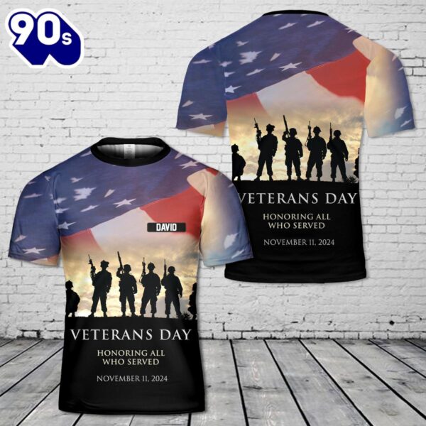 Custom Name US Veterans Day 3D T-Shirt , Veteran Shirt