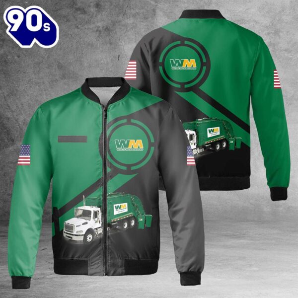 Custom Name US Waste Management AOP Fleece Bomber Jacket