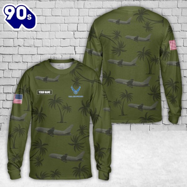 Custom Name USAF Boeing KC-46A Pegasus AOP Long Sleeve Shirt , Veteran Shirt