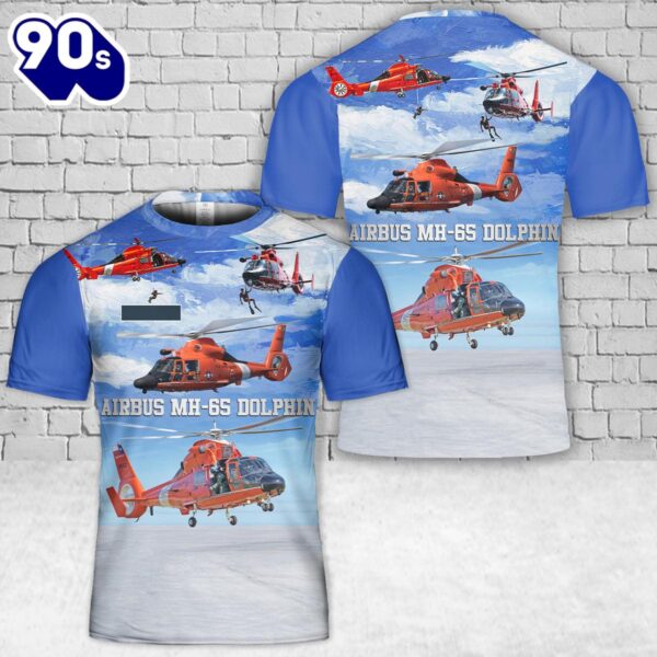 Custom Name USCG Airbus MH-65 Dolphin T-Shirt 3D , Veteran Shirt