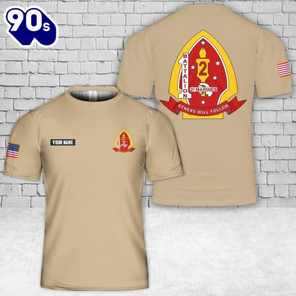 Custom Name USMC 1st Battalion, 2nd Marines 3D T-Shirt , Veteran Shirt