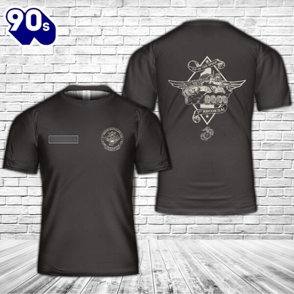 Custom Name USMC 1st Recon Batallion Light Armored (LA) Camp Pendleton T-Shirt 3D , Veteran Shirt