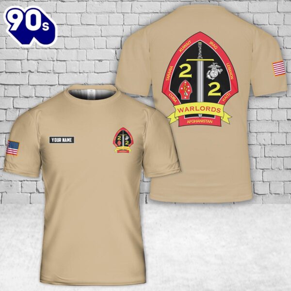 Custom Name USMC 2nd Battalion, 2nd Marines 3D T-Shirt , Veteran Shirt