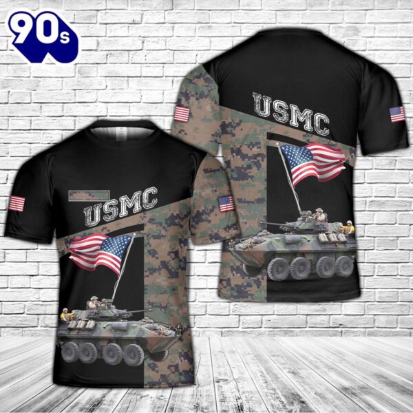 Custom Name USMC Light Armored Vehicle LAV-25 3D T-shirt , Veteran Shirt