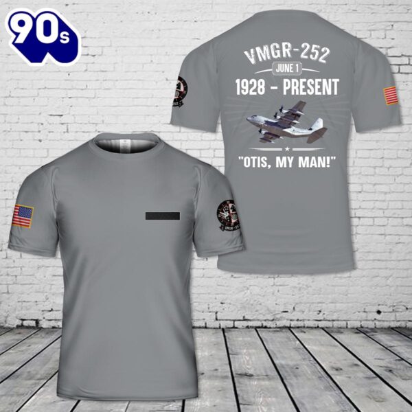 Custom Name USMC Marine Aerial Refueler Transport Squadron 252 (VMGR-252) 3D T-Shirt , Veteran Shirt