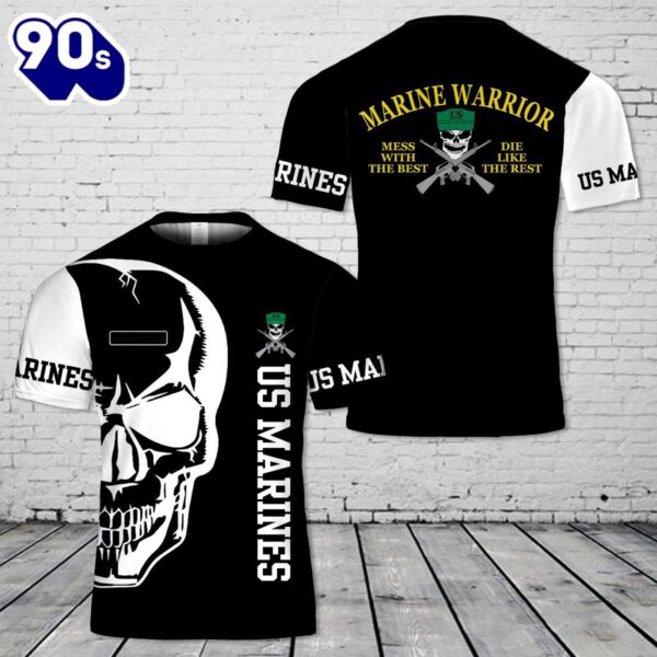 Custom Name USMC Mess With The Best 3D T-Shirt , Veteran Shirt