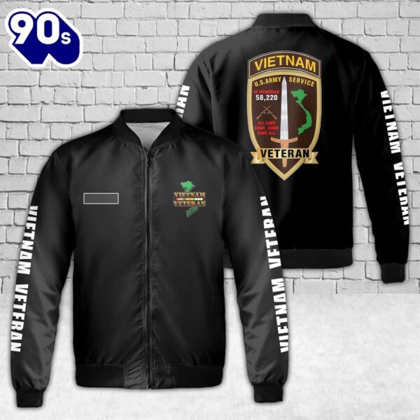 Custom Name Vietnam Veteran AOP Fleece Bomber Jacket 1