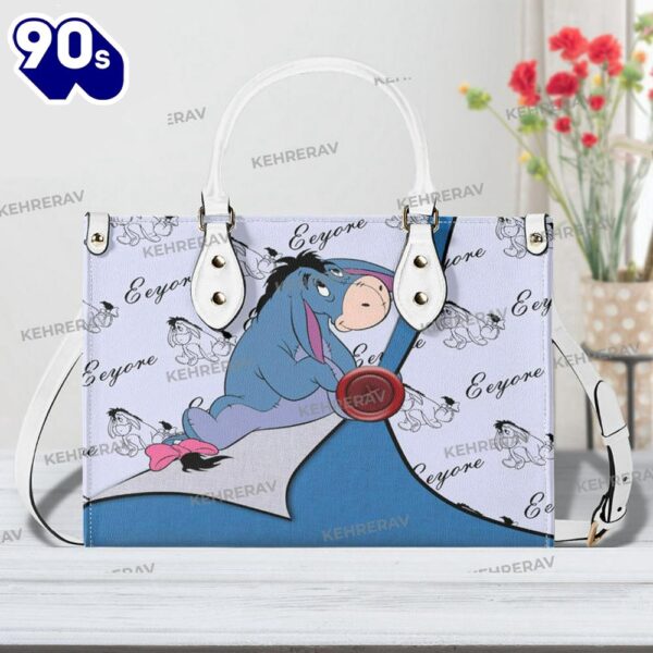 Custom Name Winnie The Pooh Eeyore Leather Handbag