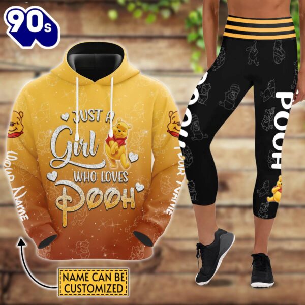 Custom Name Winnie The Pooh Hoodie And Capris Leggings Set