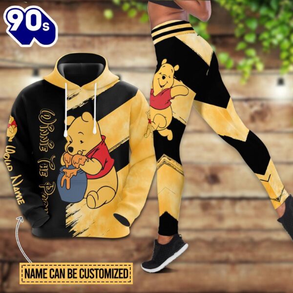 Custom Name Winnie The Pooh Themed Hoodie And Leggings Set