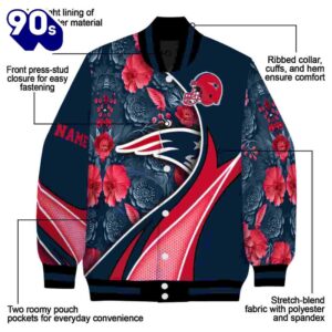 Custom New England Patriots Floral Print Blue Jacket