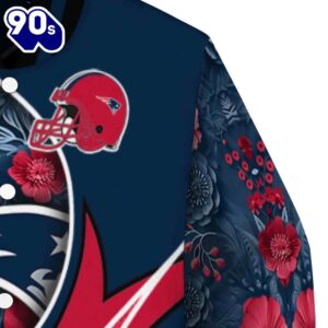 Custom New England Patriots Floral Print Blue Jacket