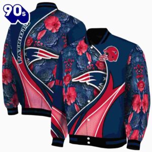 Custom New England Patriots Floral Print Blue Jacket