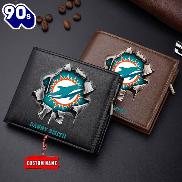 Custom NFL Miami Dolphins Wallet Gift For Fans Men