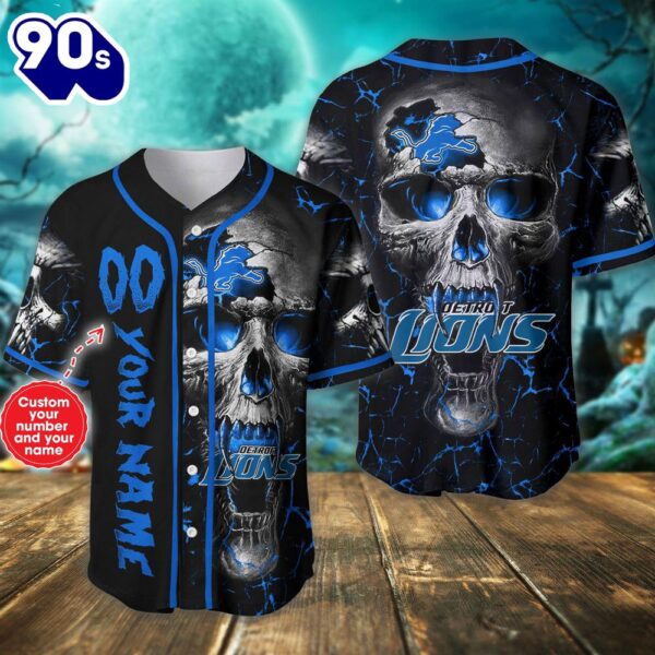 Custom Number And Name Detroit Lions NFL Baseball Jersey