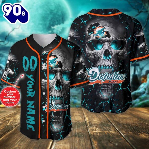 Custom Number And Name Miami Dolphins NFL Baseball Jersey