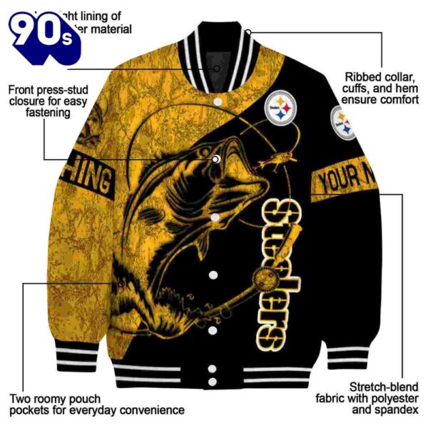 Custom Pittsburgh Steelers Fishing Rod Black Jacket