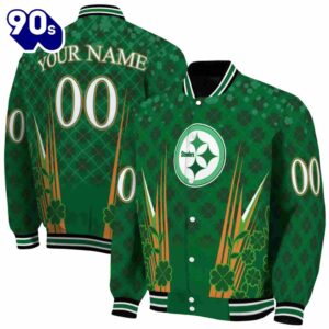 Custom Pittsburgh Steelers Shamrock Pattern Green Jacket