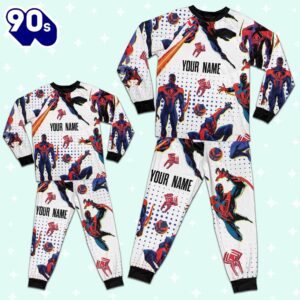 Custom Spiderman 2099 Colorful Pajamas - Movie Cartoon Holiday Pajamas