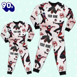 Custom Spiderman Miles Morales Colorful Pajamas - Family Disneyland Matching Pajamas Set