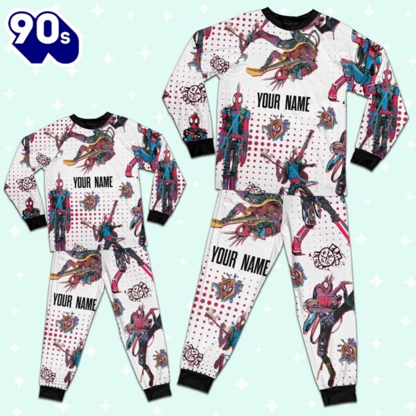 Custom Spiderman Spiderpunk Colorful Pajamas – Family Disneyland Matching Pajamas Set