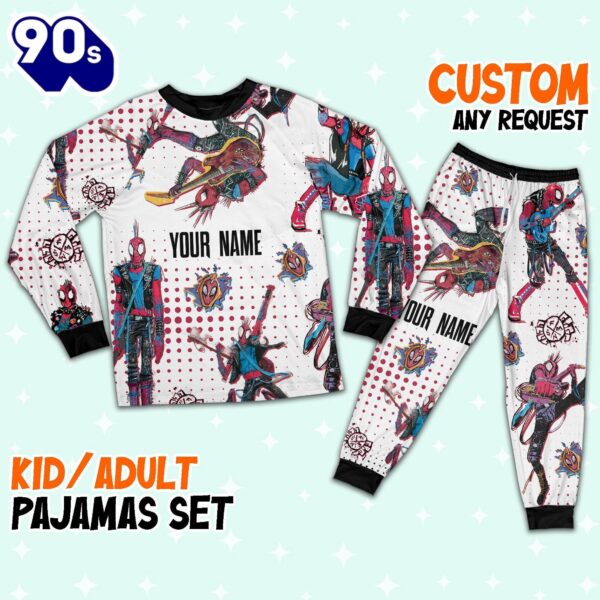 Custom Spiderman Spiderpunk Colorful Pajamas – Family Disneyland Matching Pajamas Set