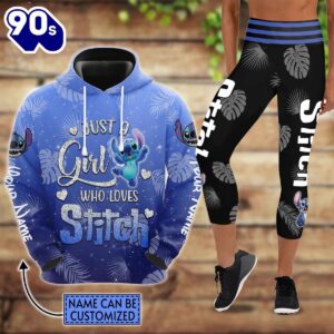 Custom Stitch Glitter Hoodie And Capris Leggings Set