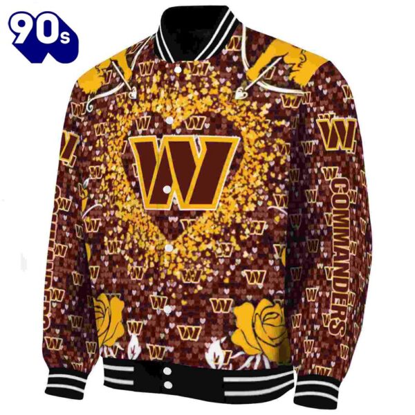 Custom Washington Commanders Heart Explosion Burgundy Jacket