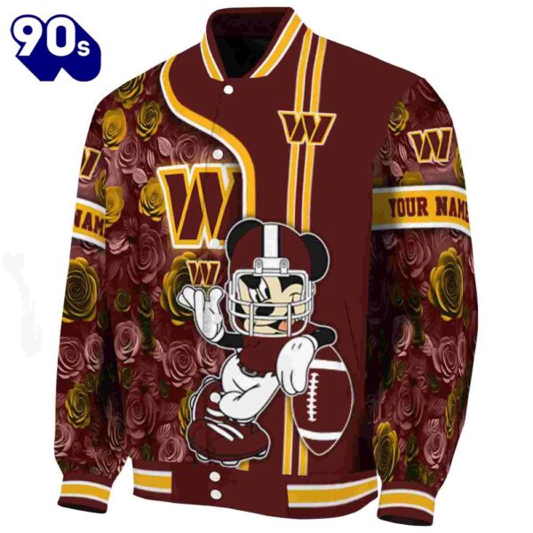 Custom Washington Commanders Rose Mickey Burgundy Jacket