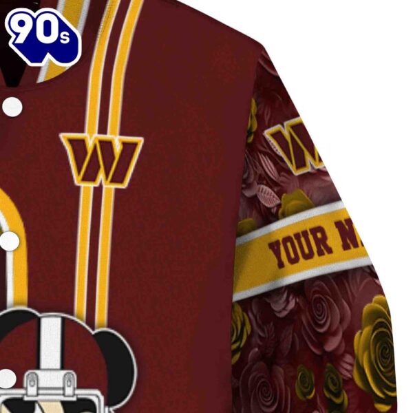 Custom Washington Commanders Rose Mickey Burgundy Jacket