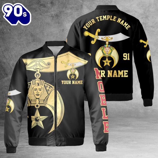 Custom Your Temple and Name Shriners Symbol, Noble Shriners AOP Fleece Bomber Jacket