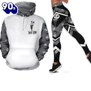 Customizable Hoodie And Patterned Jack Skellington Leggings Set