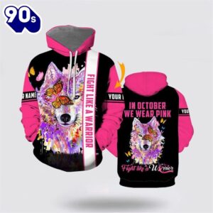Customized Breast Cancer Watercolor Wolf…