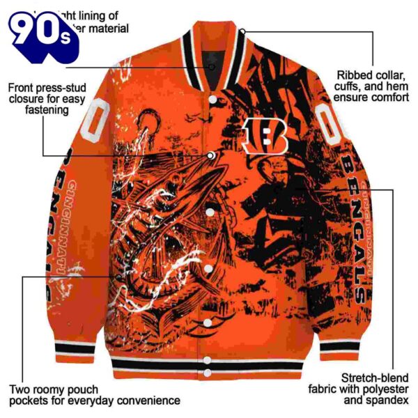 Customized Cincinnati Bengals Fishing Art Orange Jacket