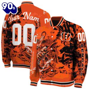 Customized Cincinnati Bengals Fishing Art Orange Jacket