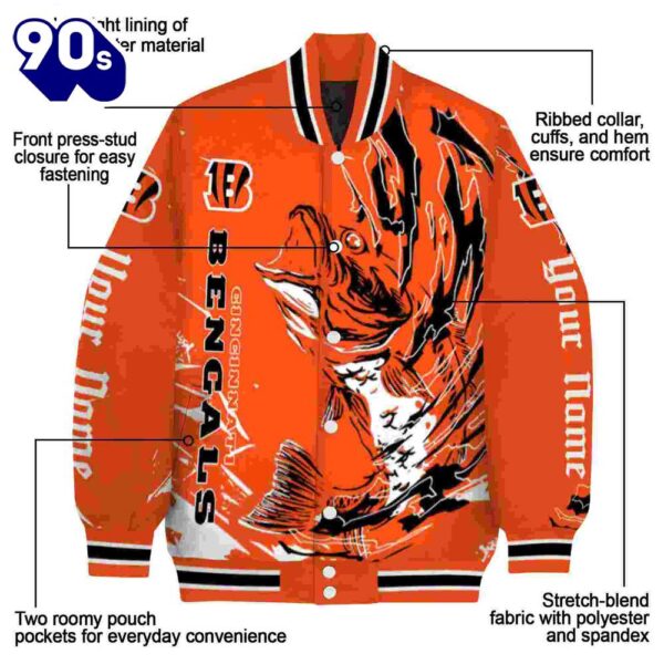 Customized Cincinnati Bengals Fishing Passion Orange White Jacket