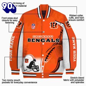 Customized Cincinnati Bengals Flaming Football Orange White Jacket