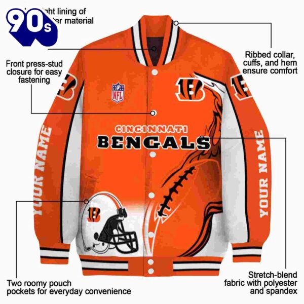 Customized Cincinnati Bengals Flaming Football Orange White Jacket