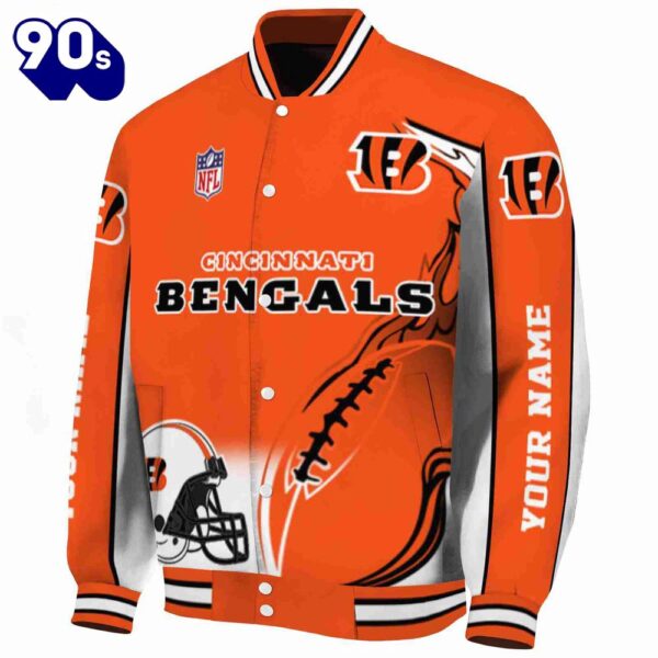 Customized Cincinnati Bengals Flaming Football Orange White Jacket