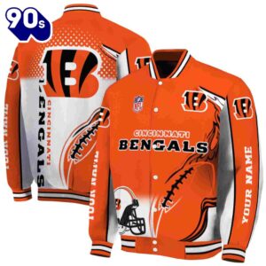 Customized Cincinnati Bengals Flaming Football Orange White Jacket