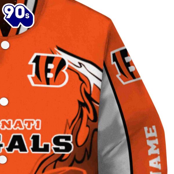 Customized Cincinnati Bengals Flaming Football Orange White Jacket