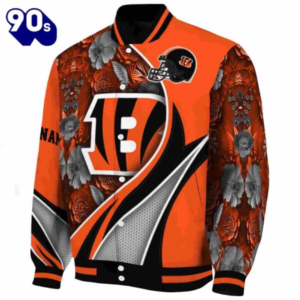 Customized Cincinnati Bengals Floral Print Orange Jacket